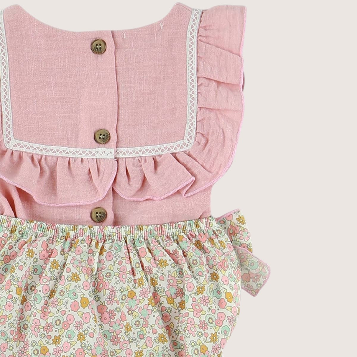 Girls Pastel Floral Short Set With Bows