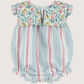 Baby Girls Blue Floral Collar Romper