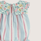 Baby Girls Blue Floral Collar Romper