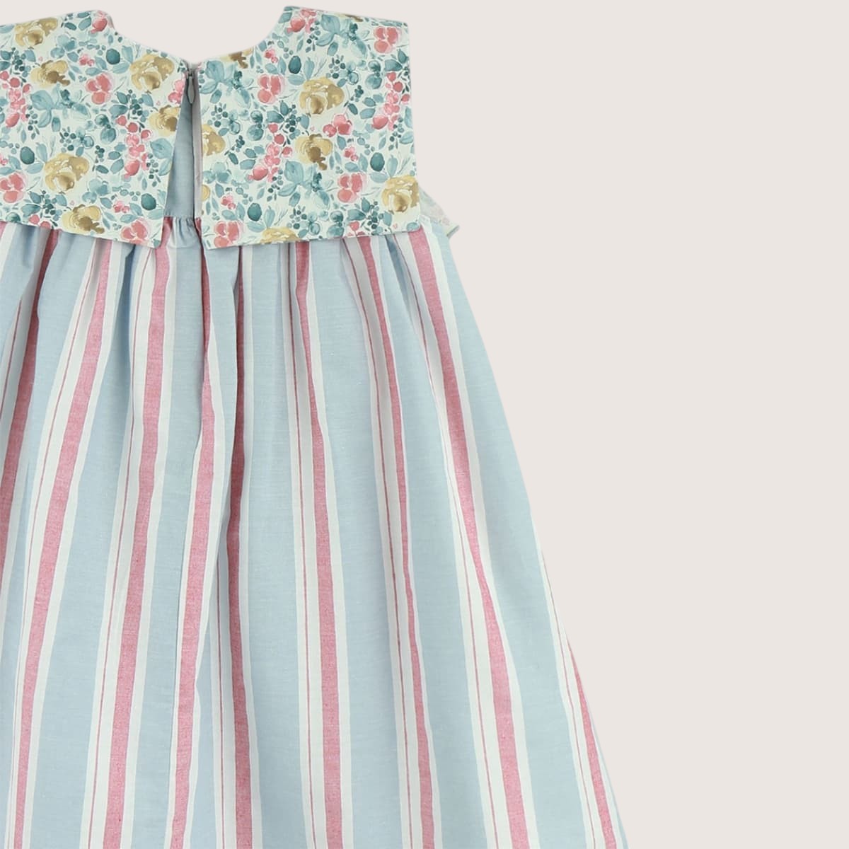Girls Pastel Striped Dress With Floral Bows