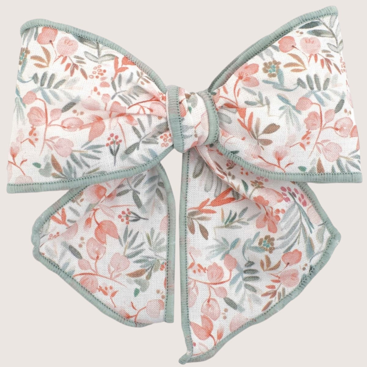 Salmon Floral Hair Bow Clip