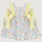 Girls Lemon Floral Dress With Bows