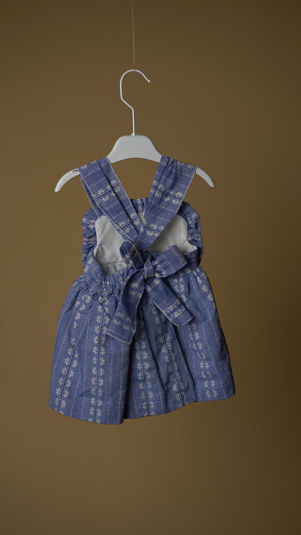 Blue Floral Girls Dress & Pants Set