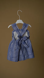 Blue Floral Girls Dress & Pants Set