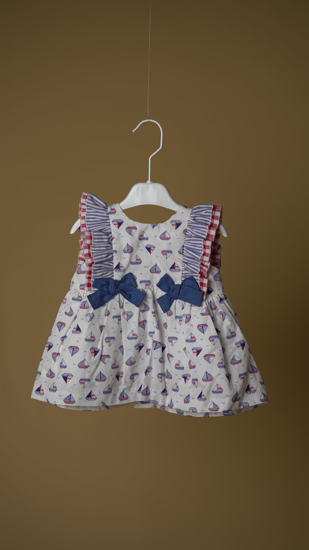 Sailor Boat  Cotton Girls Dress & Bloomer Set