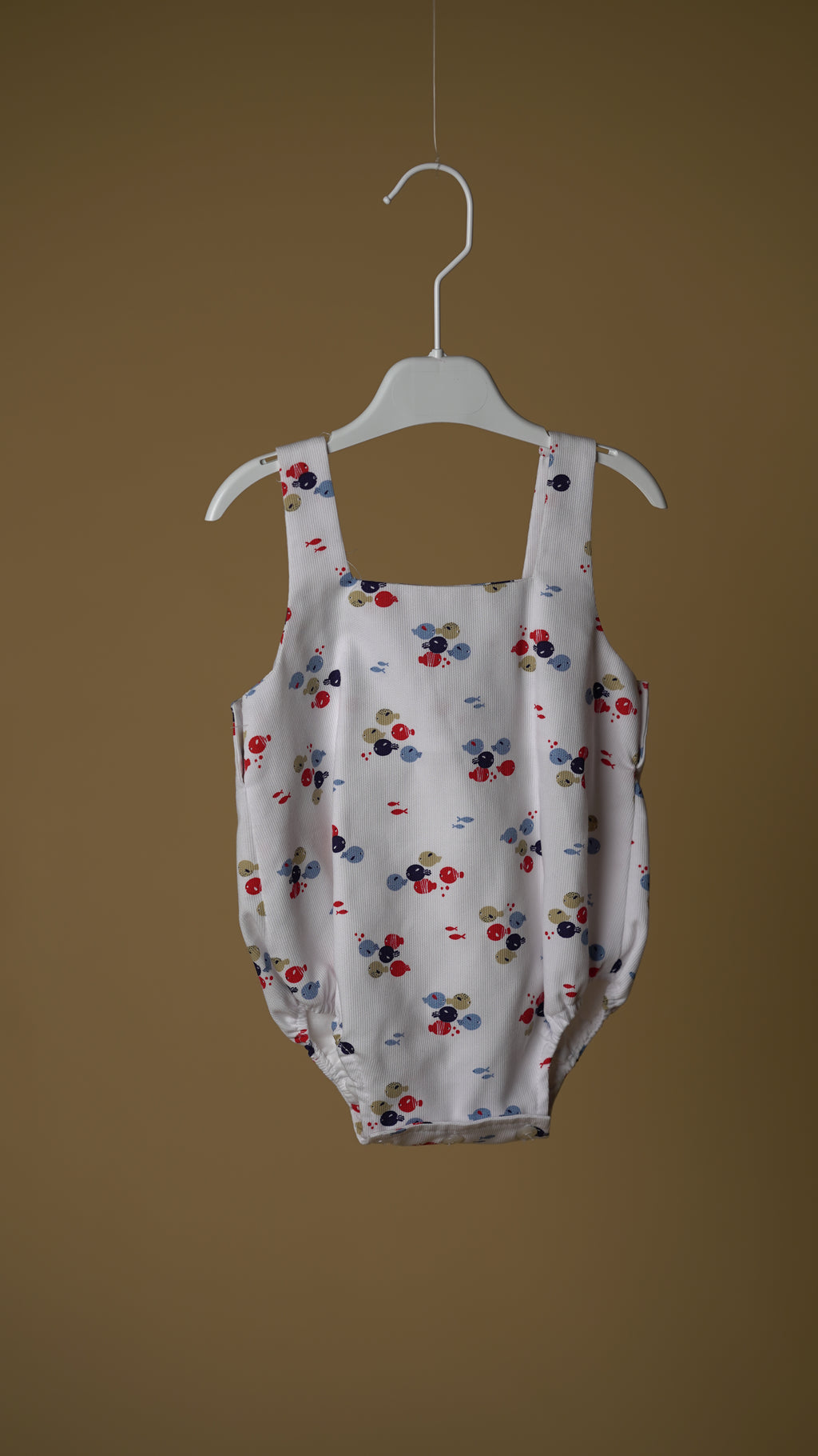 White Fish Cotton Unisex Romper