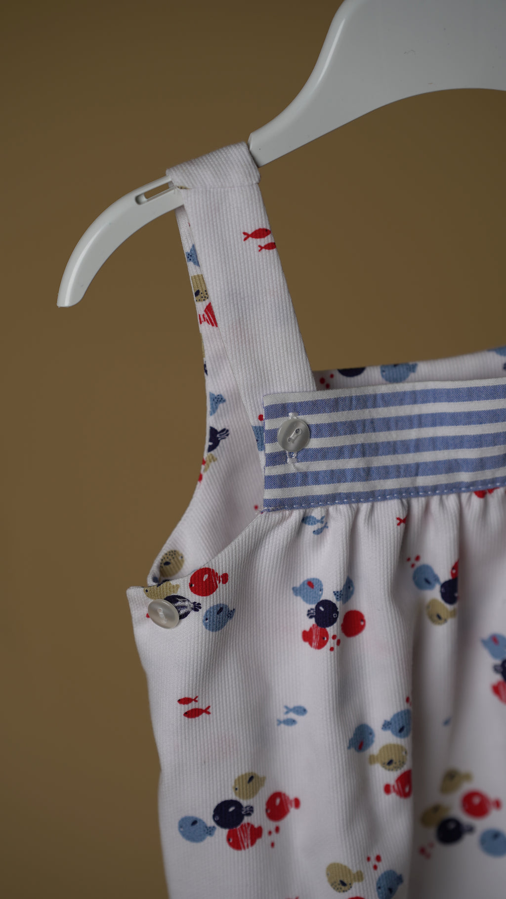 White Fish Cotton Unisex Romper