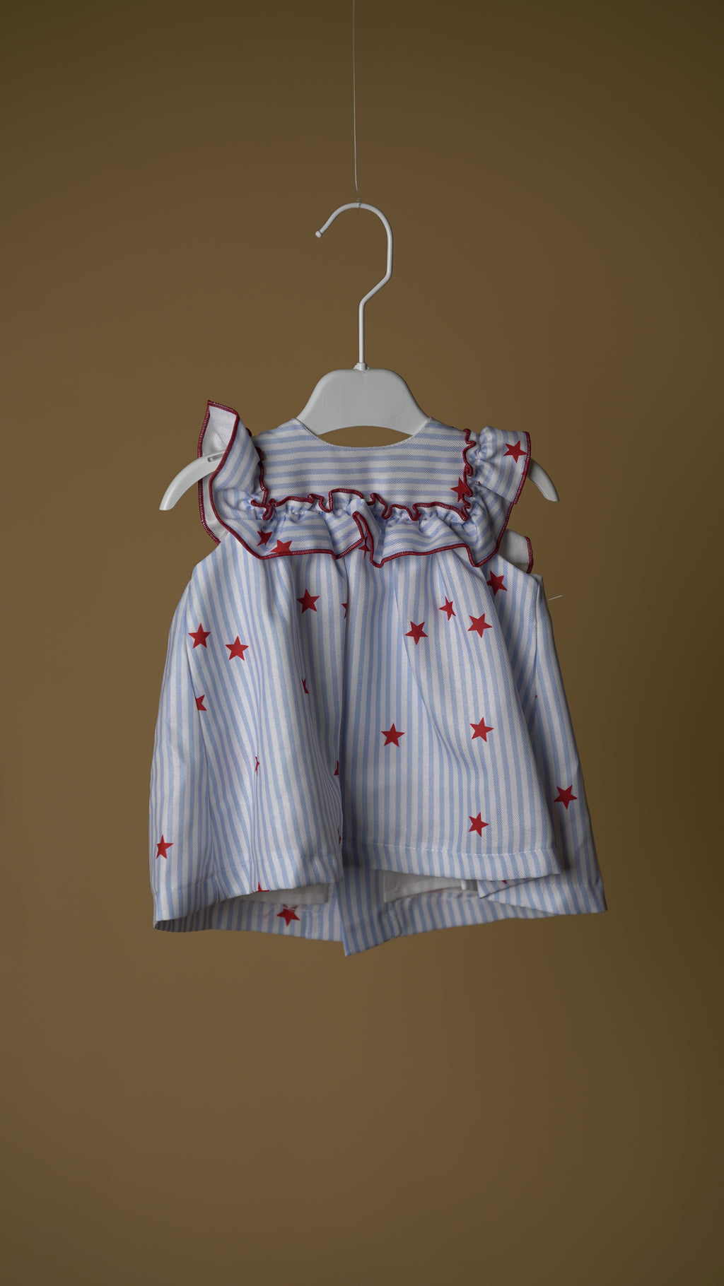 Red Star Striped Girls Dress & Bloomer Set