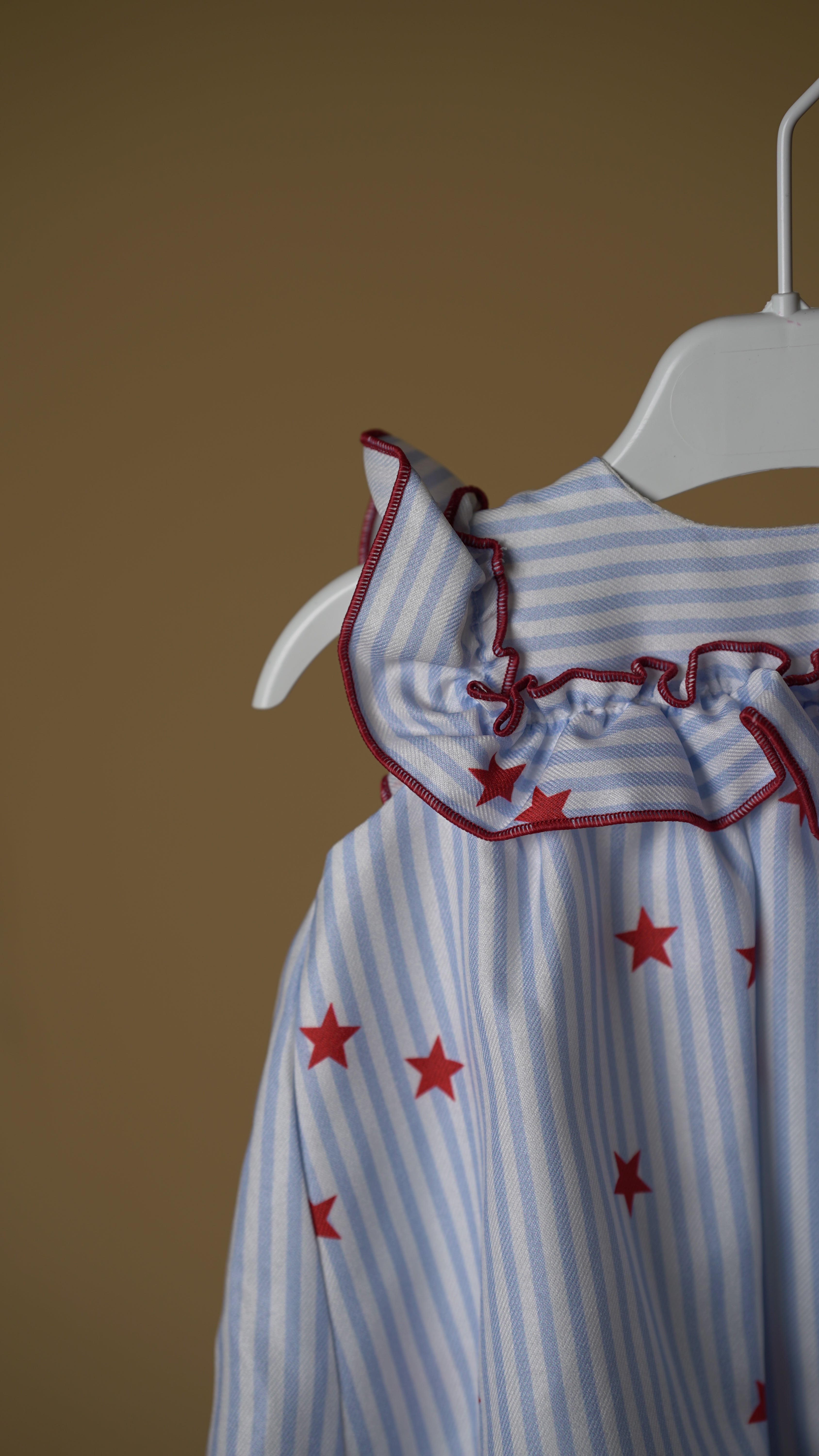 Red Star Striped Girls Dress & Bloomer Set