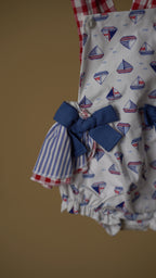 Sailor Boat  Cotton Girls Bloomer Romper