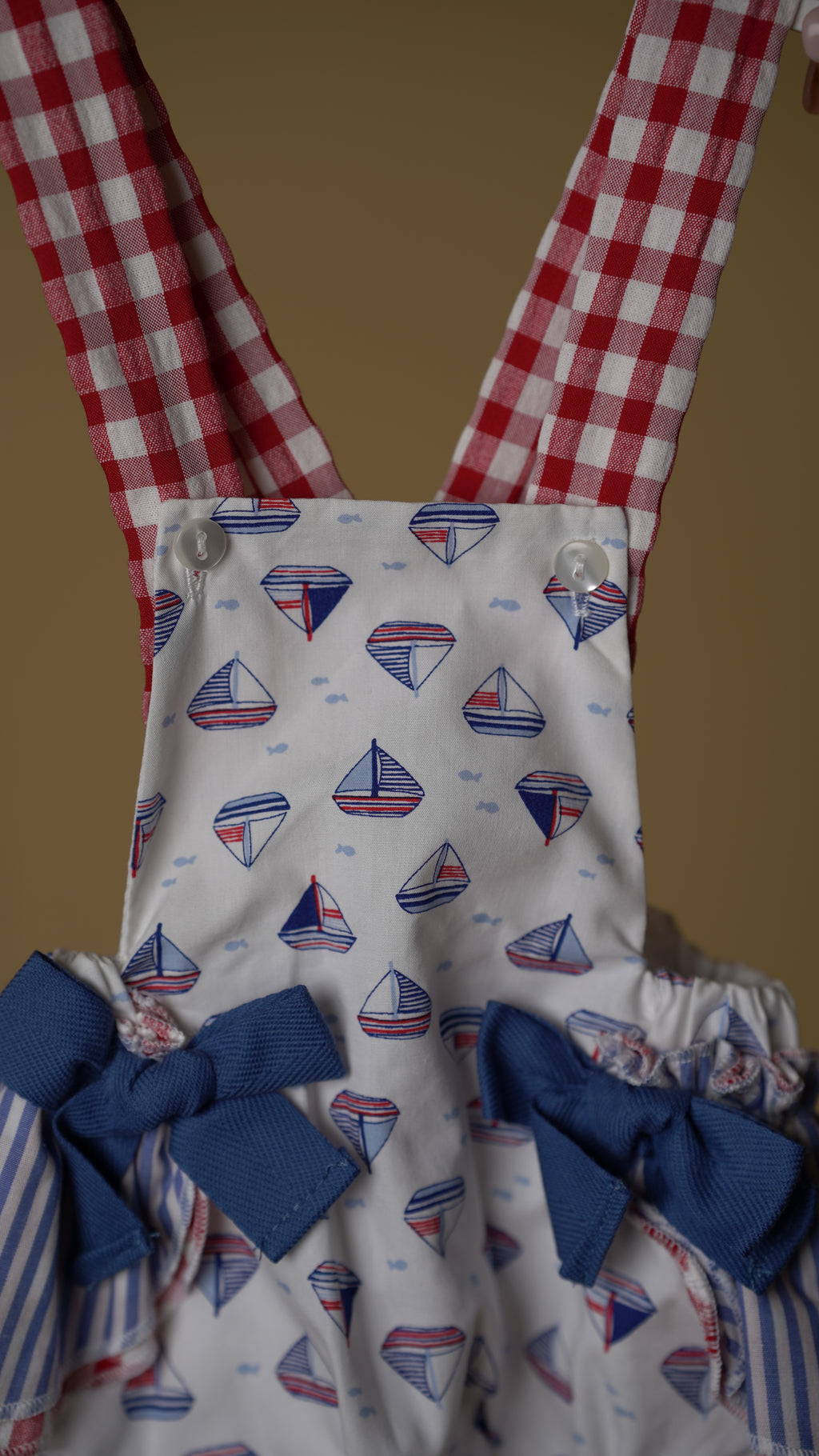 Sailor Boat  Cotton Girls Bloomer Romper