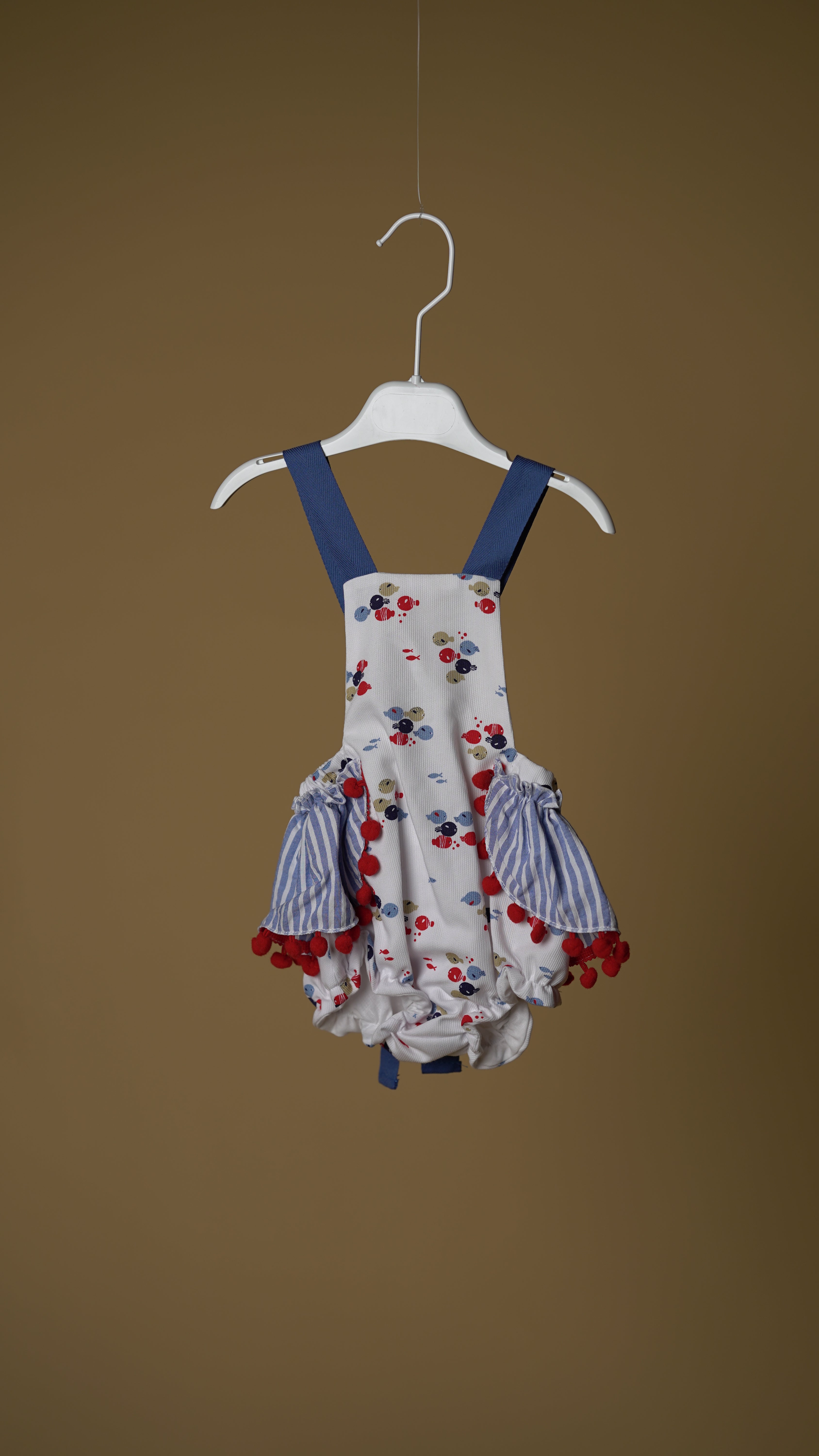 White Fish Cotton Girls Romper
