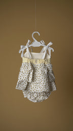Yellow Bee  Cotton Girls Top & Bloomer Set