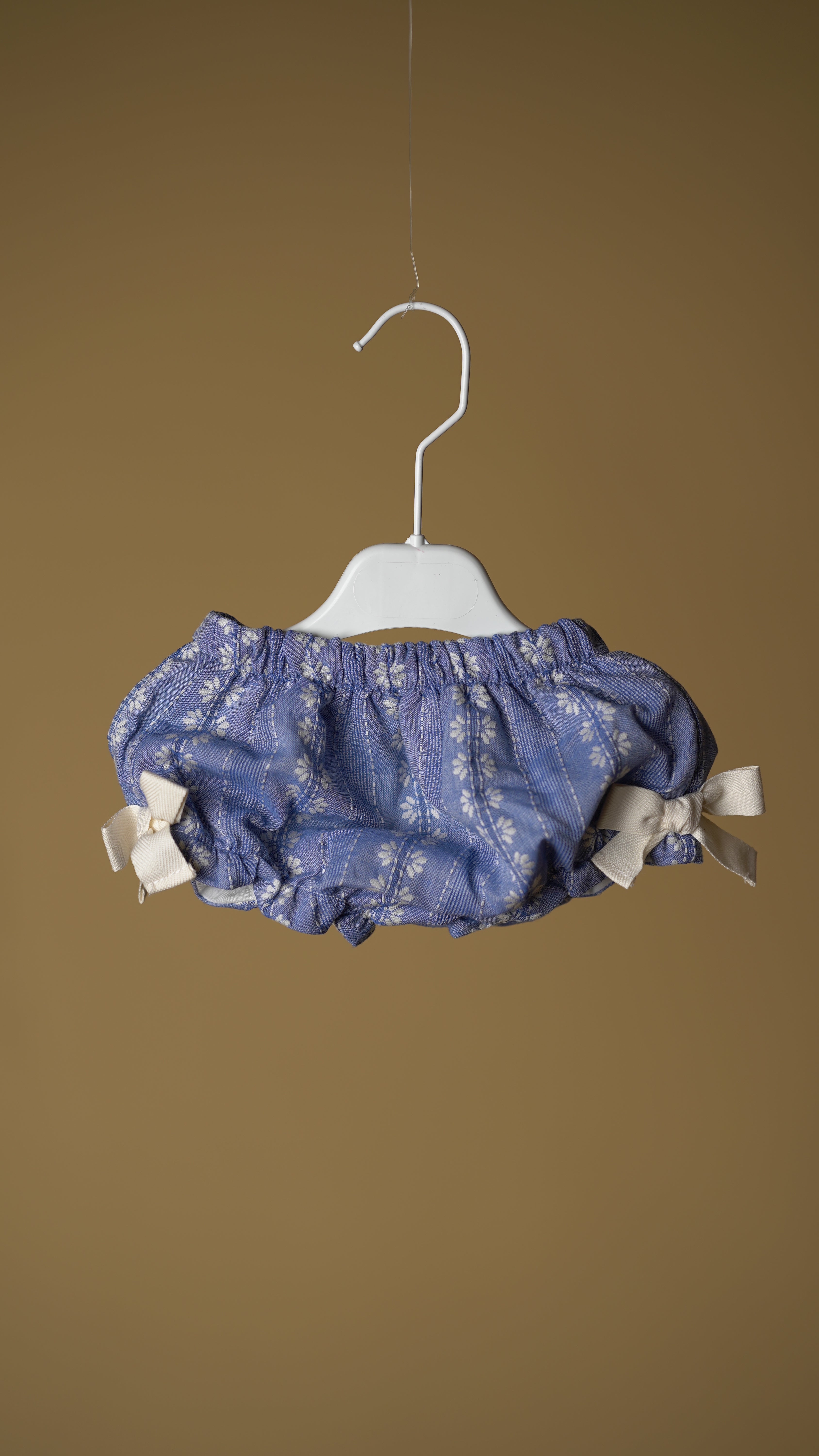 Blue Floral Girls Dress & Pants Set