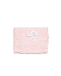 Baby Girls Rose Pink Openwork Knit Blanket with Ruffle Trim