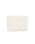 Baby Girls Off-White Diamond Knit Blanket with Ruffled Border