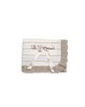 Baby Unisex Beige Striped Knit Blanket with Ruffle Trim