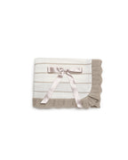 Baby Unisex Beige Striped Knit Blanket with Ruffle Trim