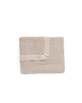 Baby Girls Creamy Knit Blanket with Decorative Lace Edging