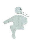 Baby Unisex Sea Green 3-Piece Aran Knit Set with Bonnet