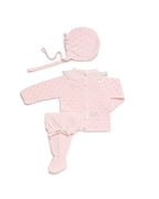 3-PIECE BABY SET IN ALL-OVER OPENWORK WITH LACE EDGING COLLAR