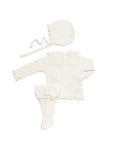 Baby Unisex Off-White 3-Piece Diamond Knit Set with Bonnet