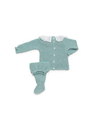 2-PIECE BABY SET IN LIN KNIT WITH SCALLOPED OPENWORK STRIPES