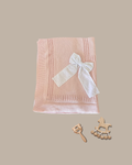 Baby Girls Pink Luxury Cotton Knit Blanket with Bow Detail