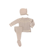 Baby Boys Royal Blue 3-Piece Cotton Knit Set with White Accents