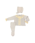 Baby Light Blue 3-Piece Cotton Knit Set with Lace Collar