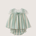 Baby Ceremony Beige & Mint Striped Dress