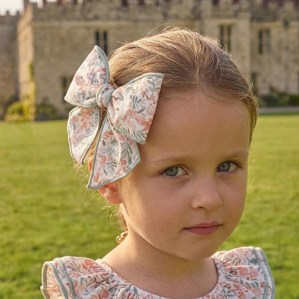 Salmon Floral Hair Bow Clip