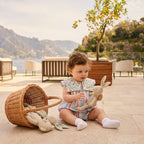 Baby Girls Blue Floral Collar Romper