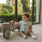 Baby Ceremony Beige & Mint Striped Dress