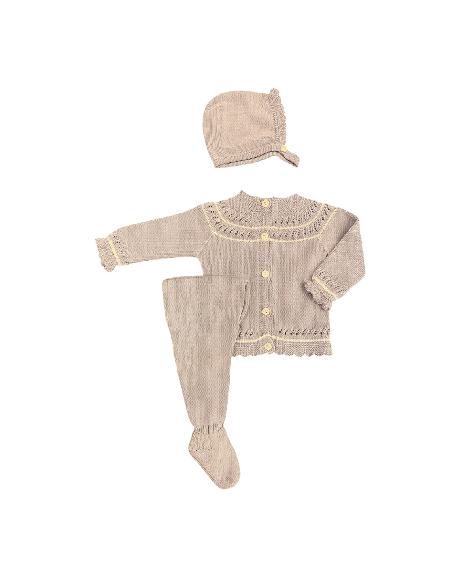 Baby Boys Royal Blue 3-Piece Cotton Knit Set with White Accents