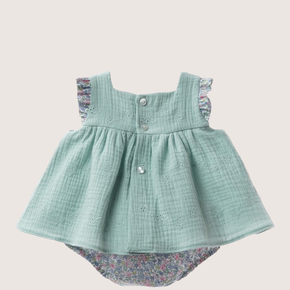 Baby Girls Mint Eyelet Dress Set
