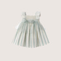 Girls Ceremony Beige & Mint Striped Dress
