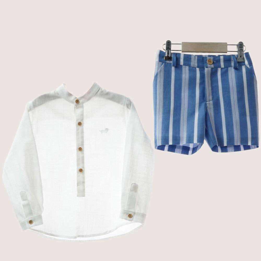 Boys Blue & White Classic Shorts Set