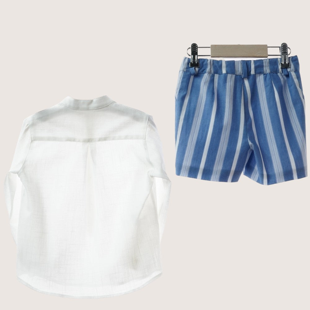 Boys Blue & White Classic Shorts Set