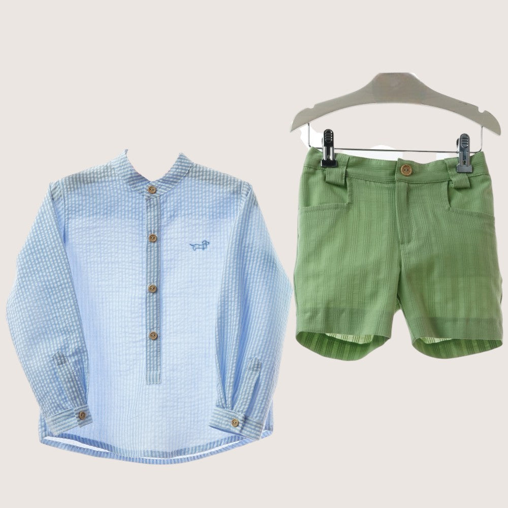 Boys Blue & Green Short Set