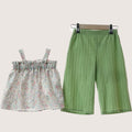 Girls Floral Top & Green Trousers Set