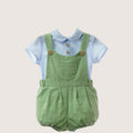 Baby Boys Green Shortie Set With Wooden Buttons
