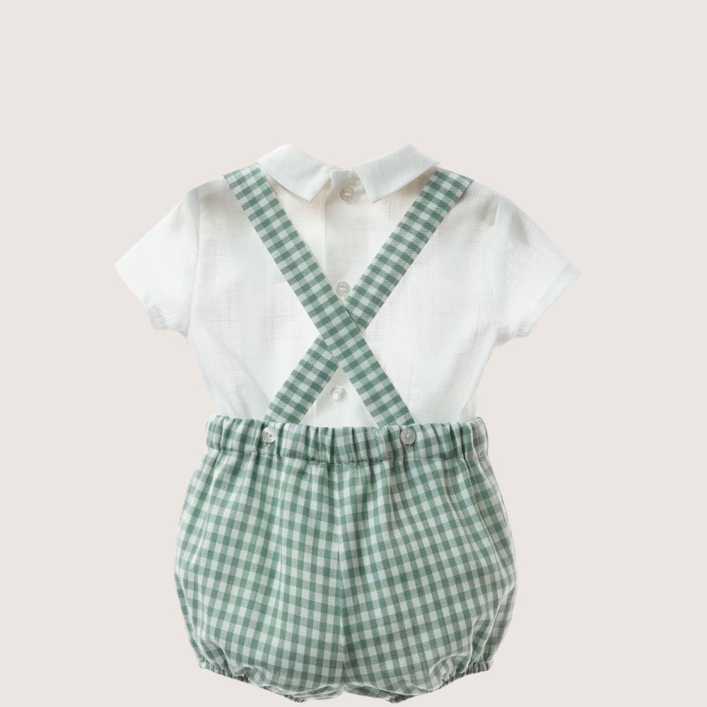 Baby Boys Green & White Shortie Set