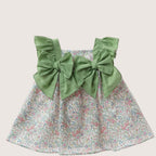 Floral Dress Set with Green Bows
