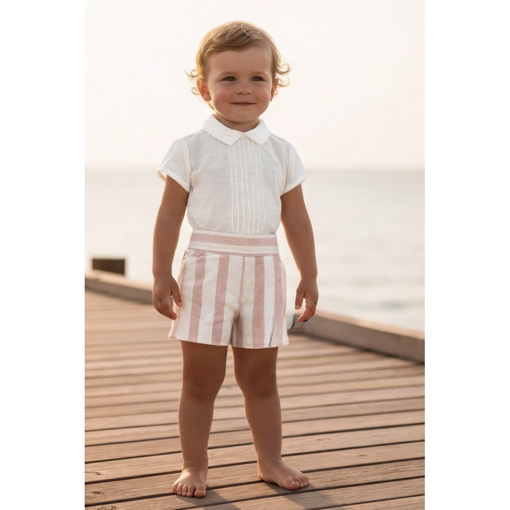 Boys Ceremony Pink & Beige Short Set