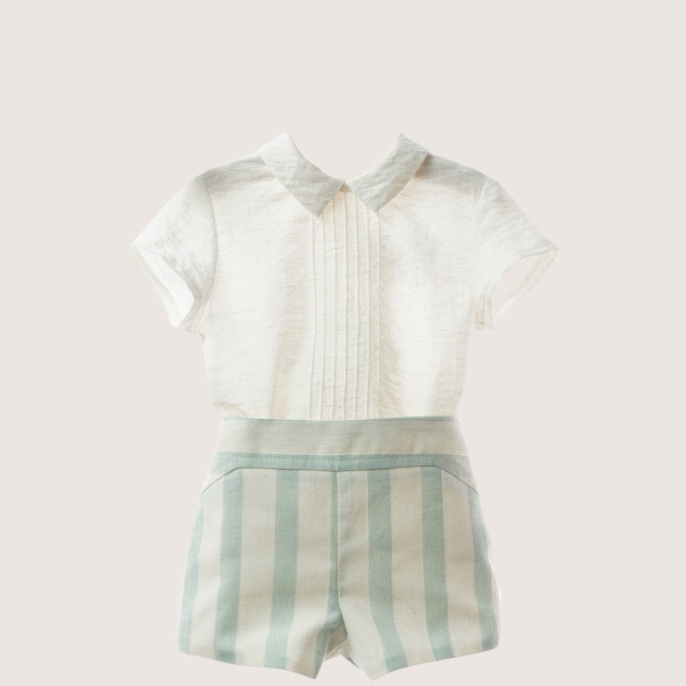 Boys Ceremony Mint & Beige Short Set