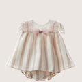 Baby Ceremony Beige & Pink Striped Dress